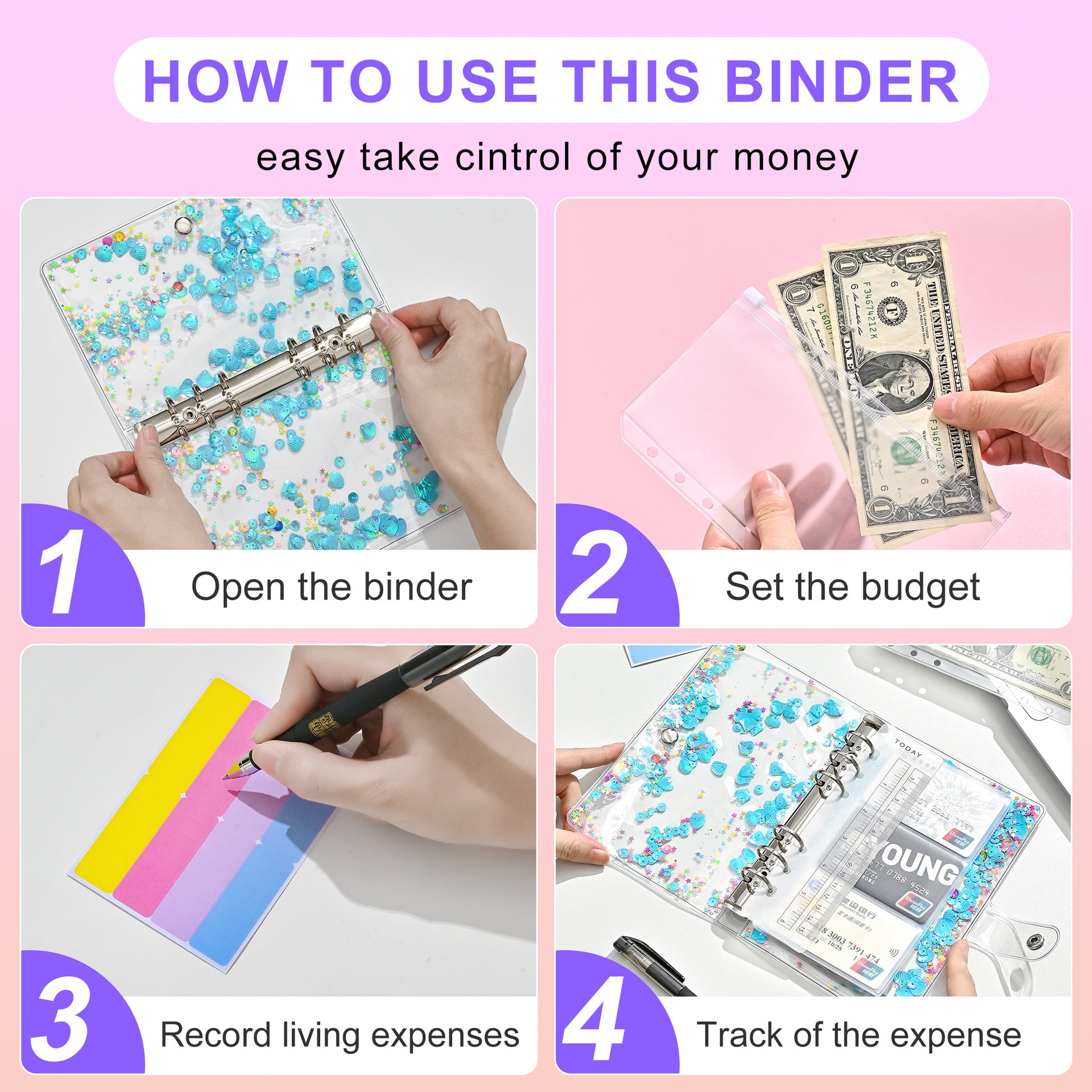 Wholesale Transparent A6 PVC Loose Leaf Folder Manual Ledger Loose Leaf